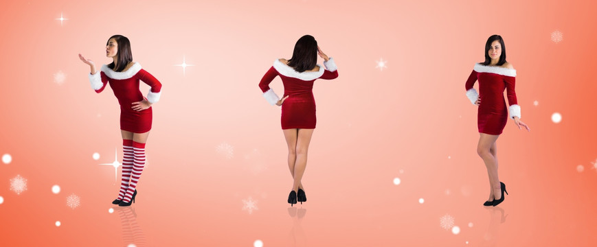 漂亮女孩穿著圣誕裝