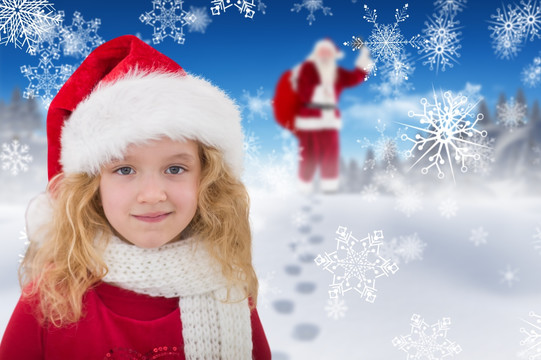 小女孩穿着圣诞装的复合形象