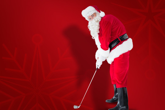 圣诞老人打高尔夫的复合形象