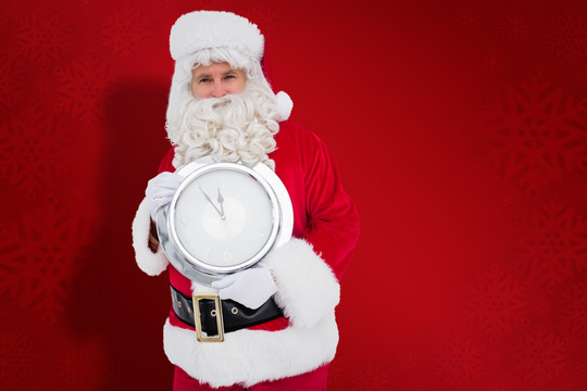 圣诞老人拿着钟表的复合形象