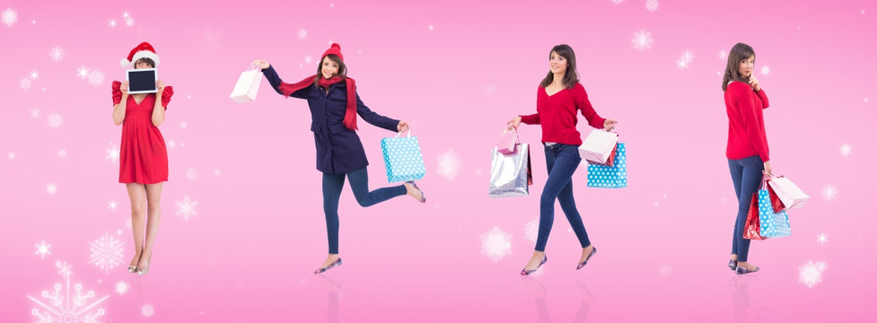 女人們歡快的提著購(gòu)物袋