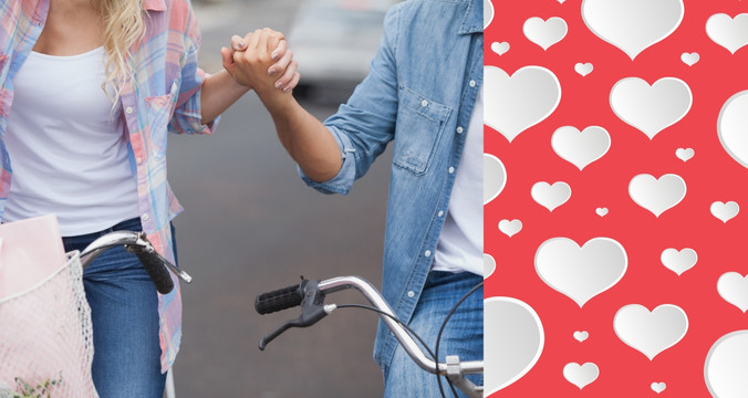 夫婦騎自行車?yán)值膹?fù)合形象