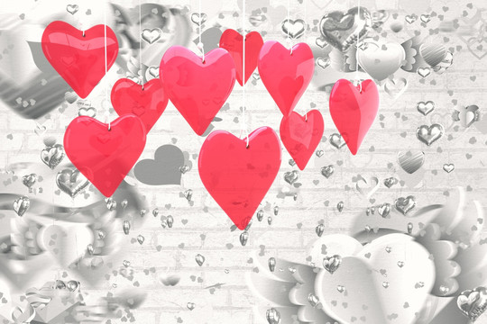 爱的心在灰色的情人节心型图案