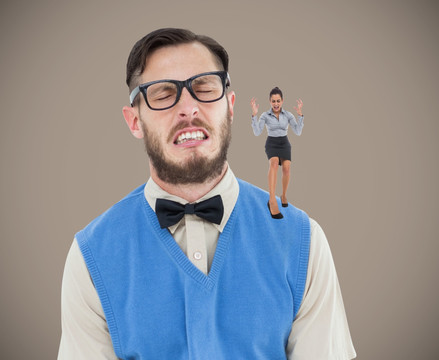 男人皺著眉頭的復(fù)合形象
