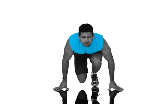 男人做跑步姿势的复合图像
