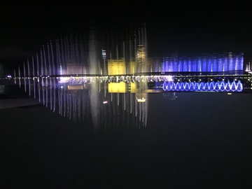 天津文化广场音乐喷泉夜景