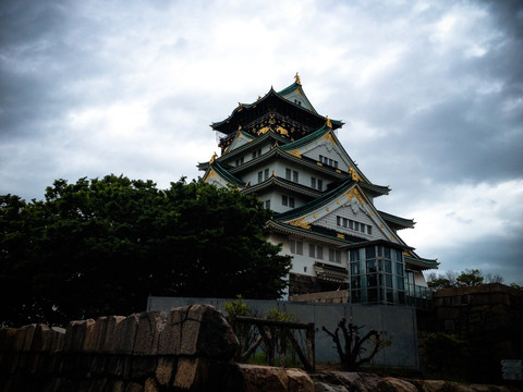 日本大阪城街道建筑