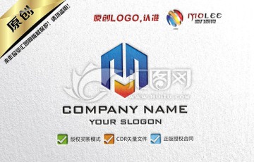 MH字母LOGO设计