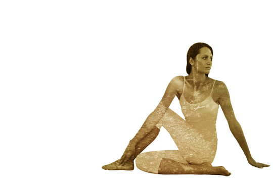 女人练瑜伽的复合形象