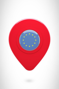反对欧盟国旗的地图标记