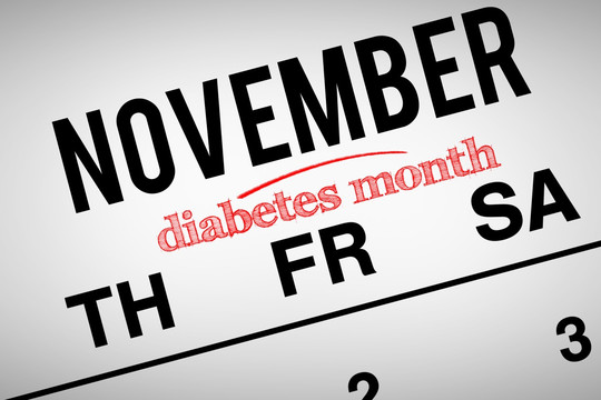 糖尿病月在日历本上的标记