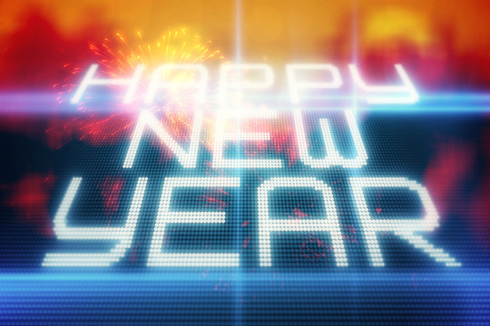 新年快樂的科技背景下