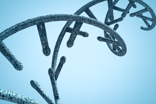蓝色背景下的DNA螺旋图像