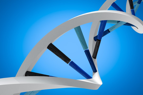 蓝色背景下的DNA螺旋图像