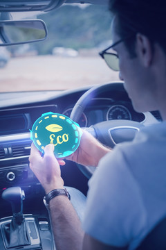 男人拿著手機的復合形象