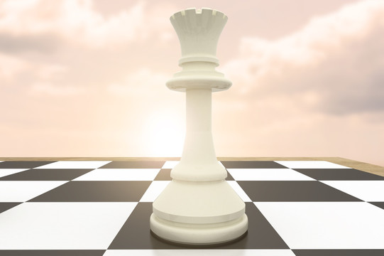 在棋盤上的白皇后