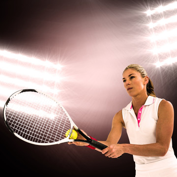 女运动员在打网球