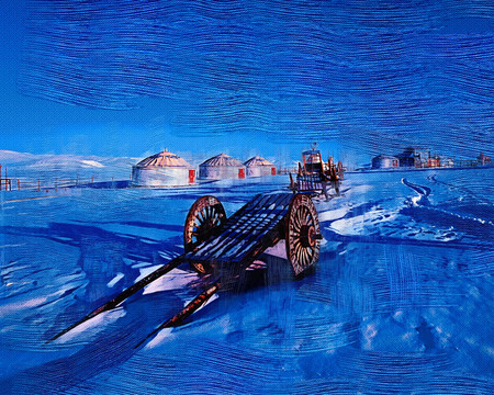 電腦油畫 草原雪景