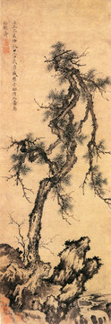 盛懋 松石圖