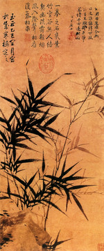 顧安 拳石新篁圖
