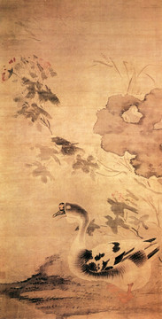 芙蓉游鵝圖