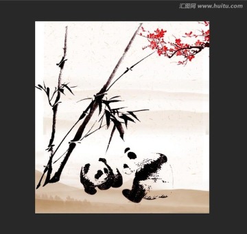 大熊貓竹子平面展開(kāi)