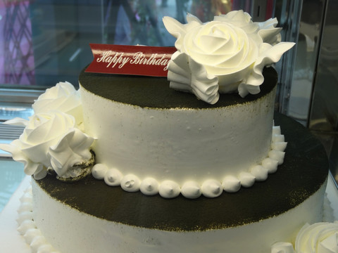 蛋糕 圆型蛋糕 白玫瑰蛋糕