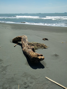 黑沙滩海浪