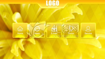 黃色按鈕水晶導(dǎo)航PSD素材