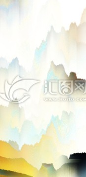 淡彩水墨山水 步步登高 合層