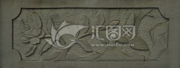 石栏板雕刻 花鸟图