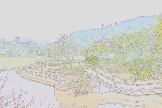 素描山水