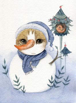 貓咪變身雪孩子