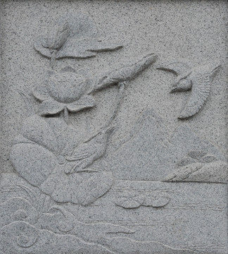 石雕图案 花鸟 花卉浮雕