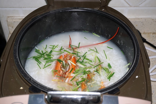 家庭烹饪 电饭煲煲海鲜粥