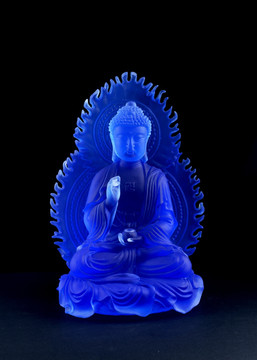 蓝色琉璃佛像
