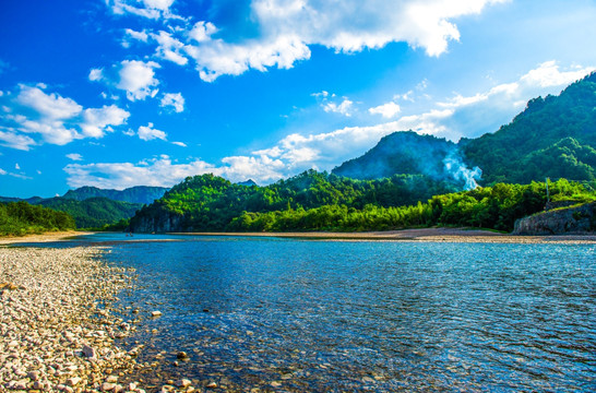 山水风光 滩林 溪水