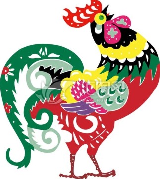 2017年春节年画彩色鸡