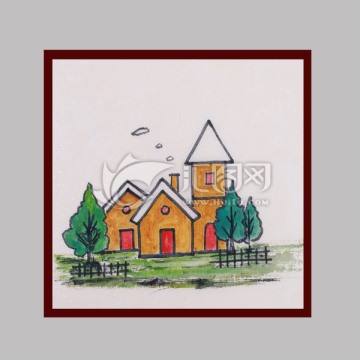 簡筆畫田園小屋
