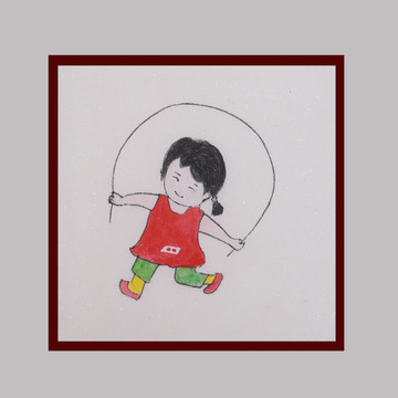 簡筆畫跳繩小孩