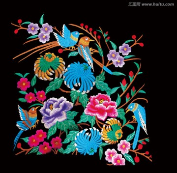 花團(tuán)錦簇刺繡