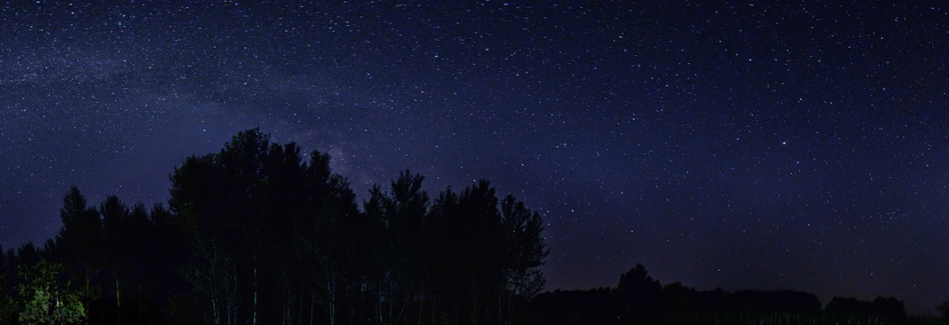 星空银河夜景宽幅全景