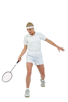 女运动员打羽毛球