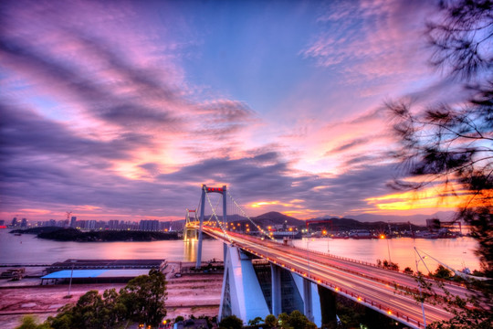 厦门 海沧大桥 夕阳 晚霞