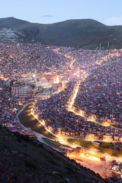 色达五明佛学院 夜色 夜景