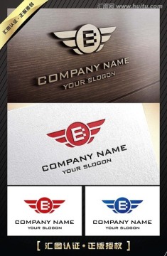 B字母騰飛羽翼LOGO設(shè)計