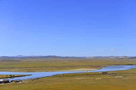 黄河九曲第一湾 河洲湿地草原