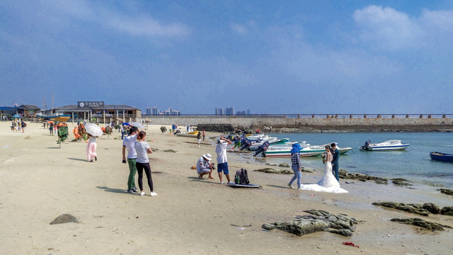 海边 大海 沙滩 旅拍 蓝天