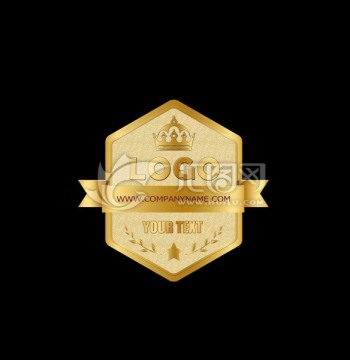 黃金鑲嵌皇冠金屬徽章作品