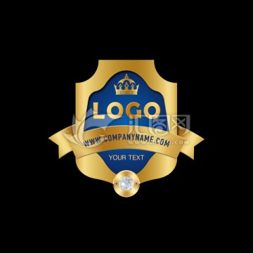 黃金鑲嵌皇冠藍(lán)寶石鉆石徽章作品